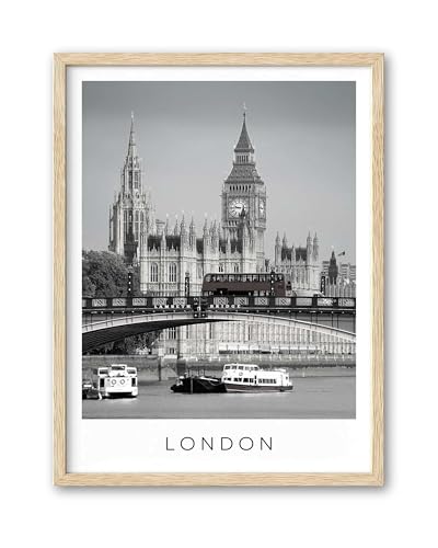 HesenDot London City Framed Wall Art,12x16in Black and White Canvas