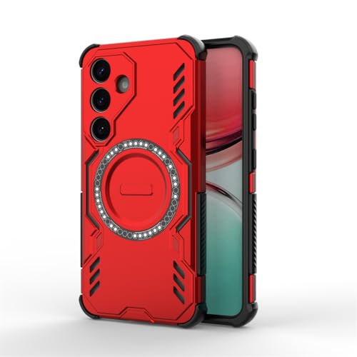 MUMOYAN Custodia per Samsung Galaxy S25 5G Compatibile con MagSafe, [Protezione Antiurto di Grado Militare] Cover Magnetica Collegabile al Supporto per Auto e Ricarica Wireless, Rosso