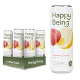 Happy Being Raspberry Lemon White Tea – Antioxidant & Polyphenol Rich, Infused with Turmeric, Elderberry, Caffeine Free, Plant-Based, Low Sugar & Low Calorie Drinks, 12oz (4 Pack)