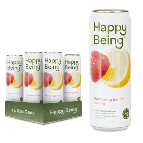 Happy Being Raspberry Lemon White Tea – Antioxidant & Polyphenol Rich, Infused with Turmeric,...