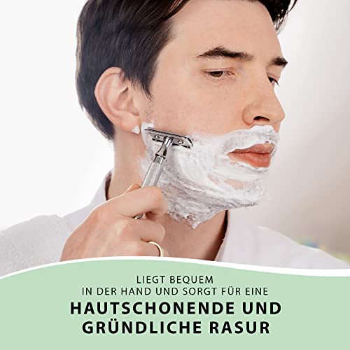 Rasierhobel Dekofy Silver Edition mit Reisebeutel und 5 Klingen