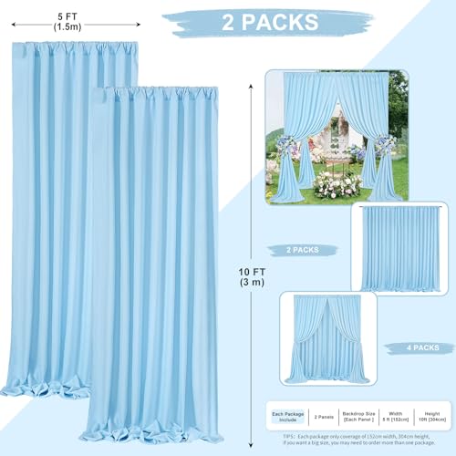 Baby Shower Backdrop Curtains 10x10ft: Baby Blue Backdrop Drapes - Polyester Photo Background Wedding Party Decorations by SoarDream - Image 3