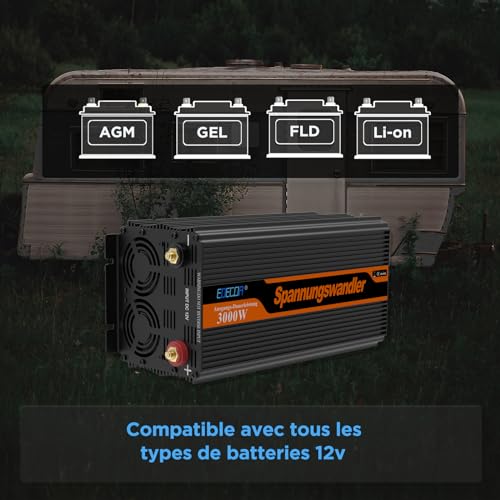 Convertisseur 12v 220v 3000w EDECOA avec télécommande et écran - 5