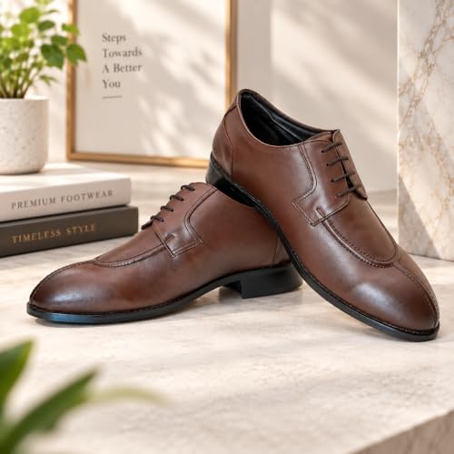 Image of Grandeur Derby Italian Leather Brown Shoe for Men