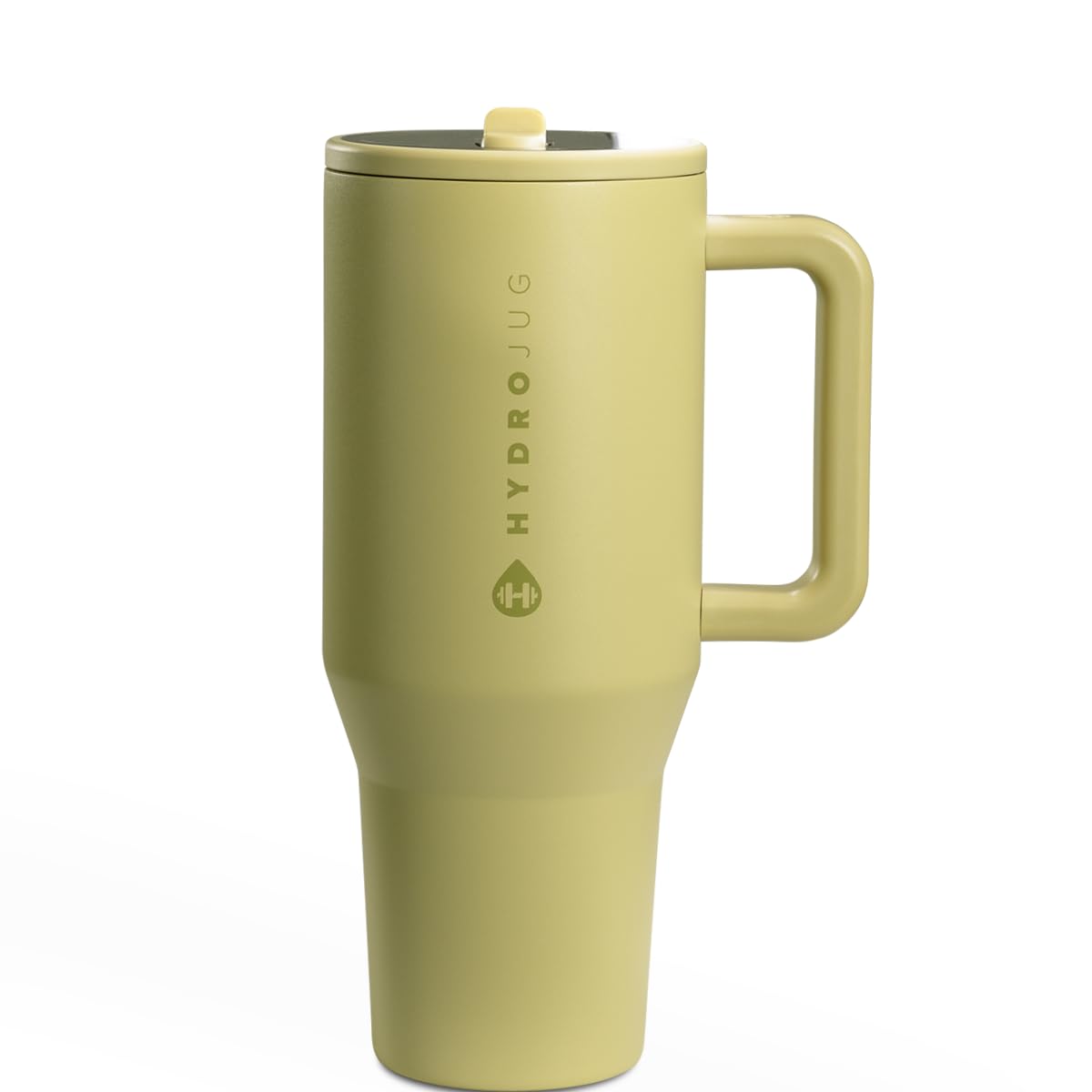 HydroJug Traveler - 32 oz Water Bottle with Handle & Flip Straw - Fits in Cup Holder, Leak Resistant Tumbler-Reusable Insulated Stainless Steel & Rubber Base - Gifts for Women & Men, Olive