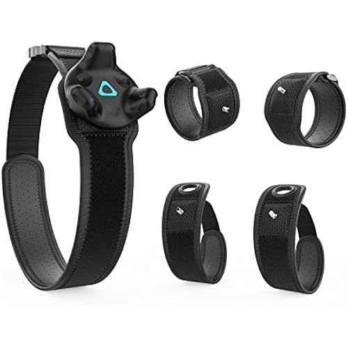 AMVR 5-Pcs Full Body Straps for HTC Vive VR Tracker/Tracker(3.0) - Adjustable Waist Belts, Wrist Band Accessories (Tracker Sold Separately)