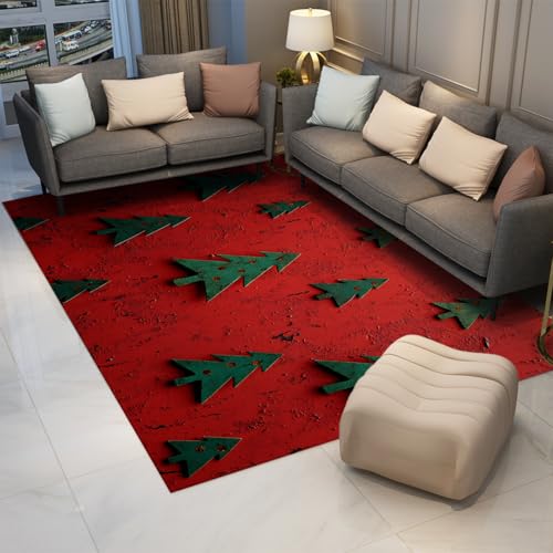 Tapis Shabby Chic Cuisine Arbre Noël rouge fin de qualité supérieure