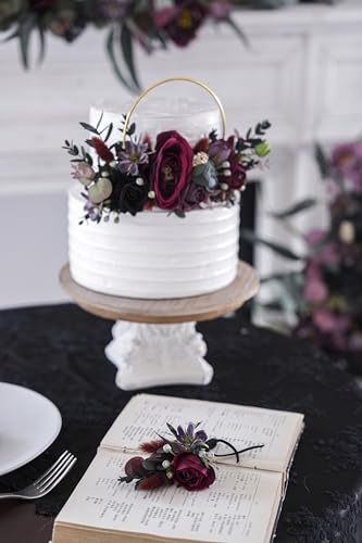 Decoración con Corona de Flores Artificiales Rustic Burgundy miniatura 4