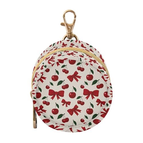 zyrtty Pacifier Case with Hook Red Cherry Bow Fruit Pattern Pacifier Holder Pod Easily Attaches to Diaper Bag or Purse