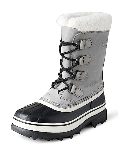 Sorel Women's Caribou Mid-Calf Leather Snow Boot, Shale/Stone, 8.5M #TOP16
