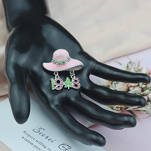 Sorority Paraphernalia Gift Greek Sorority Jewelry Pink And Green Brooch Pin For Women Girls Leaf Pedant Jewelry Sisterhood Graduation Gift（Pink Hat） #TOP3