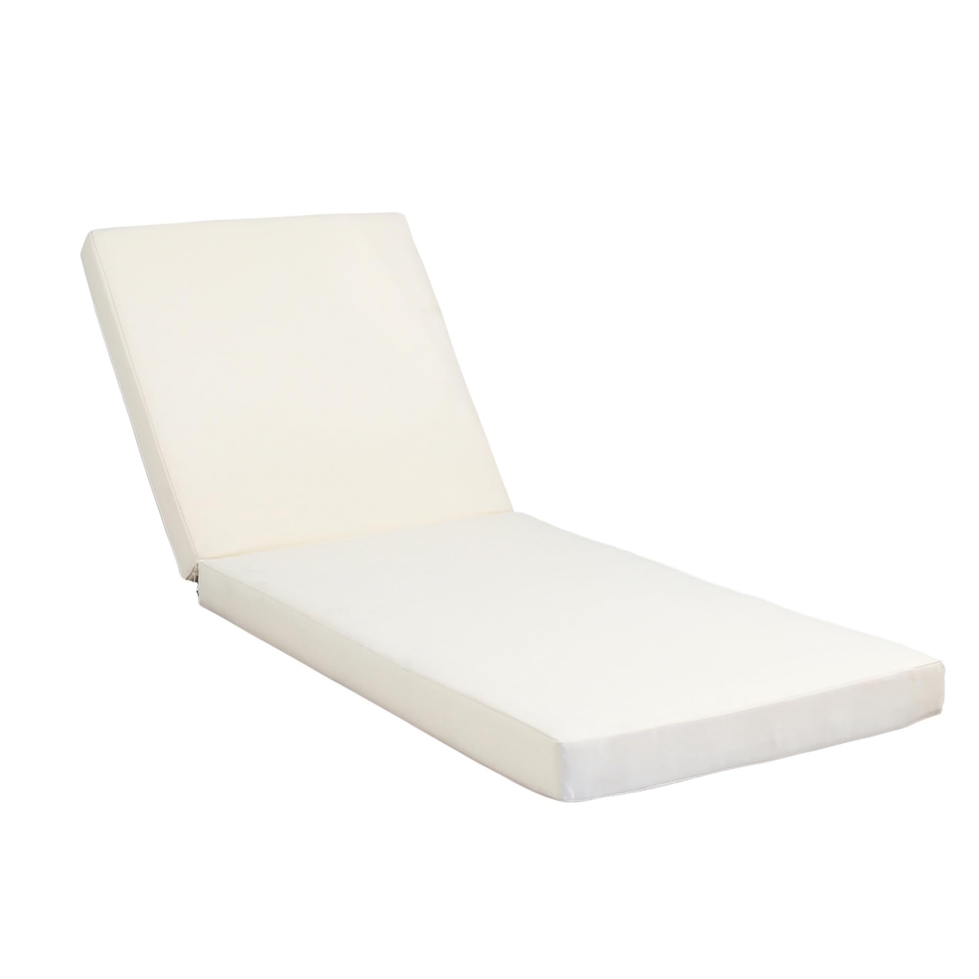 Chaise Lounge Cushion 76.25x27.25x4 Inch, 2-Fold Outdoor Lounge Chair Cushions, Lounger Pad Replacement with Water-resistant, Foldable, Removable Covers, Ideal for Poolside, Patio, Garden, Cream