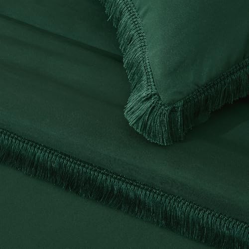 Image of Andency Comforter Set Oversized King Dark Green 120x120, 3 Pieces Boho Fall Tassel Lightweight Bedding Comforter Sets, All Season Soft Bed Set (1 Comforter & 2 Pillowcases)