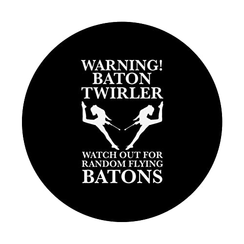 warning! baton twirler watch out Gymnastic PopSockets Swappable PopGrip, Black - Image 3