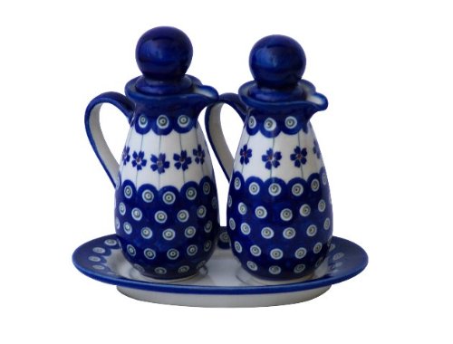 Original Bunzlauer Keramik Essig und Öl Spender im Set im Dekor 166a