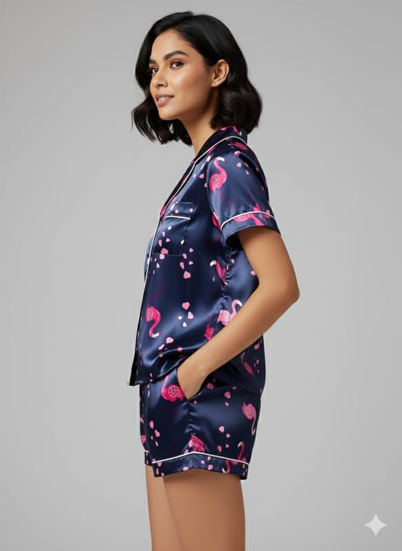 Image of Night Dress for Kids Girls, Button-Down Pajama Set Night Dress, Long Sleeve Top and Pants with Ruffle Trim, Textured Cotton Sleepwear for Lounging