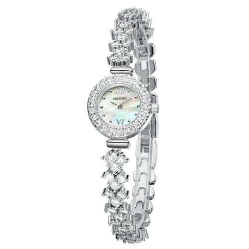 Image of NIBOSI Women's Watch Analog Quartz Diamond Dial Wrist Watch for Ladies Luxury Silver Strap Dress Girl Jewelry Bracelet