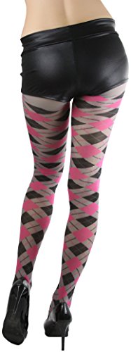 Image of ToBeInStyle Women's Argyle Checkered Diamond Rhombus Net Opaque Sheer Tights Pantyhose