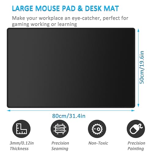 Image of LL-COEUR XXL Black Mouse Pad Gaming Keyboard Mat Laptop Office Desk Mat (800 x 500 x 3 mm)