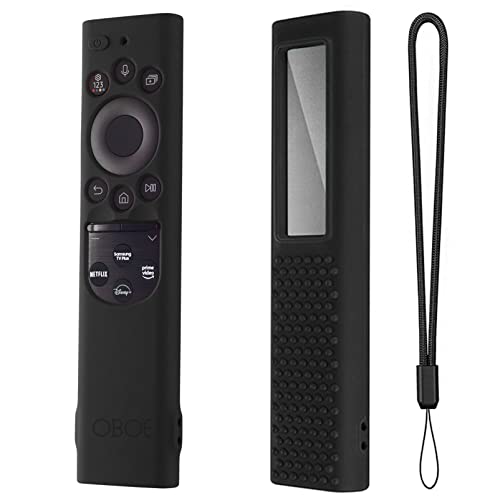 Image of Oboe Smart TV Silicone Remote Cover Compatible with Samsung QLED TV TM2280E BN68-13897A with Remote Loop (Black) [Remote NOT Included]