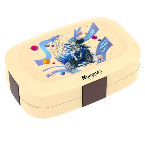Image of Mumma's LIFE Stainless Steel Tiffin Box with 4 Side Lock Lid, 910 ml and Inner Stainless Steel Container, 135 ml, Food Grade | Air Tight | Easy to Carry | Leak Proof (Tuntun Lunch Box Yellow Peach)
