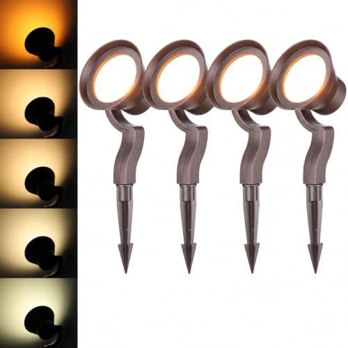 Image of LEONLITE 4-Pack 5CCT Wall Wash Dimmable LED Low Voltage Landscape Lights