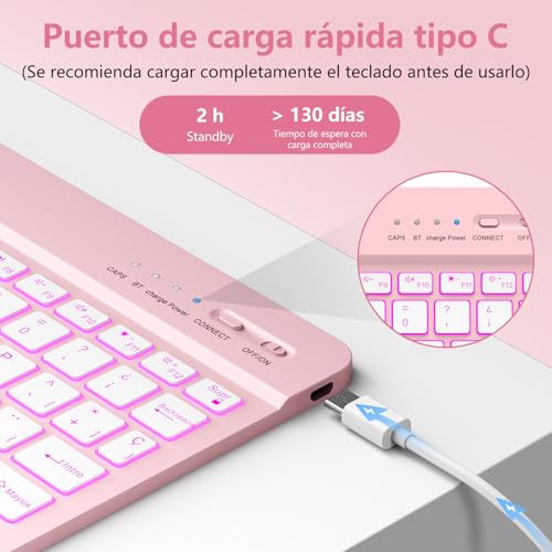 Funda con teclado inalámbrico desmontable iPad 11 y 10.9 rosa 4