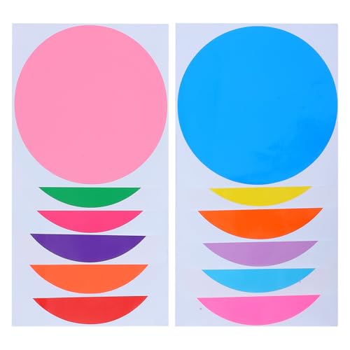 Alipis Autocollants Auto-adhésifs en Pvc Colorés pour Tableau Effaçable, 12 Feuilles Rondes Faciles à Écrire et Effacer, pour L'enseignement en Classe