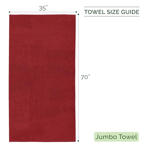 Image of Elegant Comfort 100% Turkish Cotton 4 Lines Viscose Stripe Jumbo Bath Towel - Hotel Spa Quality Extra Large 35 x 70 Inch Bath Towel Ultra Soft, Super Absorbent Quick Dry Large Bath Towel, Burgundy