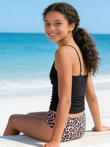 Image of Girls Swimsuits 2 Piece Bathing Suit Tropical Floral Swimwear 7-16 Years Beach Sport Halter Tankini