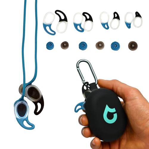 SEAR Plugs V2 Surfing Swimming Earplugs Adults - Ear-Plugs for Swim Surf | Reusable Ear Water Protection Buds Surfers Swimmers Ears | 4 Sizes + Case & Leash | Swimsafe Plug Sea Pool Shower and Lake