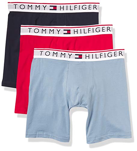 Tommy Hilfiger Men s Underwear Modern Essentials Boxer Briefs, Navy Blazer Faded Denim TangoRed, L