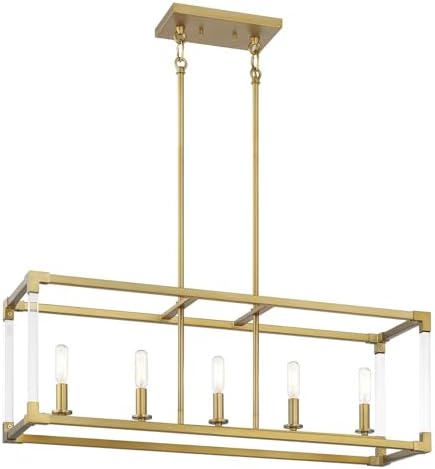 Minka Lavery 1459-695 Oro District Island Chandelier, 5-Light, 300 Total Watts, 32-in H x 25-in W, Soft Brass