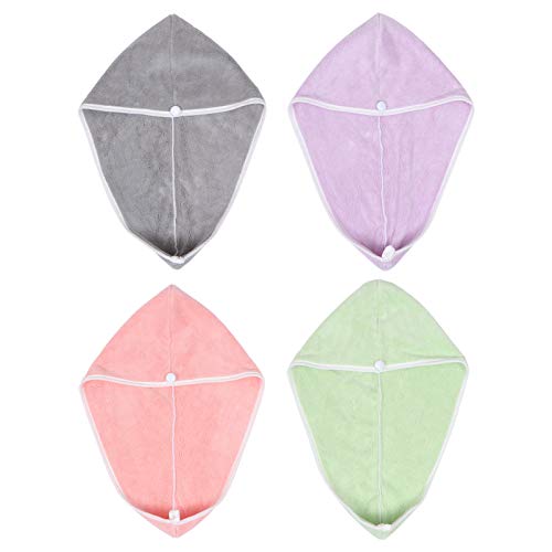 Lurrose 4Pcs Cabelo Torção Turbante Envoltório De Toalha Super Absorvente de Microfibra Cabelo de Se