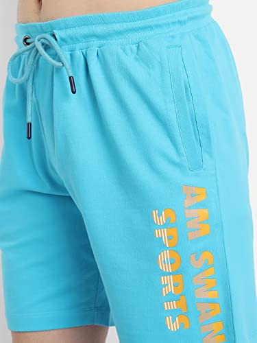 Image of AM SWAN Mens Premium Cotton Colourblocked Printed Stylish Comfort Knee Length Shorts