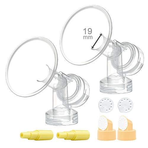 19 mm Extra Small Flagne w/Valve and Membrane for Spectra Breast Pumps S1, S2, M1, Spectra 9; Narrow (Standard) Bottle Neck; Made by Maymom