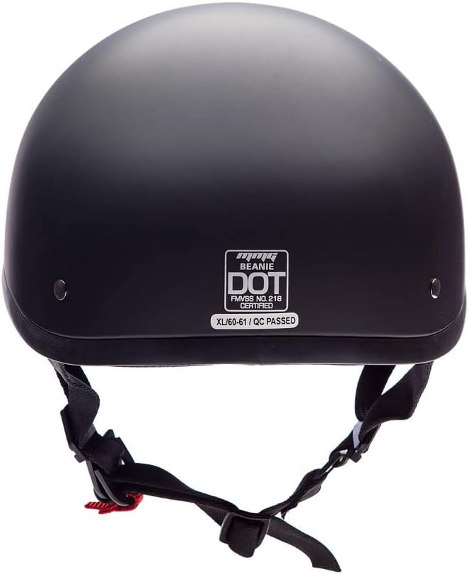 MMG Half Open Face Helmet Motorcycle Cruiser Classic DOT - Goggles Included. (Matte Black, XL)