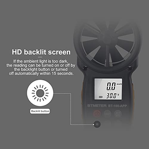 Btmeter Bt-100App Anemometer W/Wireless Bluetooth, Digital Handheld Wind Speed Meter For Wind Chill, Air Velocity, Temperature, Vane Anemometer Gauge #TOP5