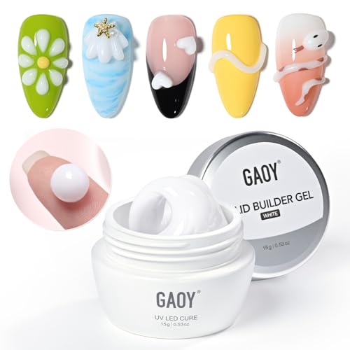 GAOY Pearl 3D Sculpting Gel for Nail Art, 15g Solid Nail Gel Non-Sticky Hard for Carving Molding and Building, Pearlescent White