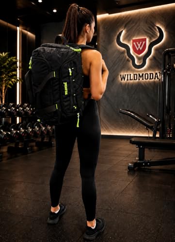 Image of 50L Gym Duffel Bag | Large Travel Sports Bag for Men & Women (Black & Green)