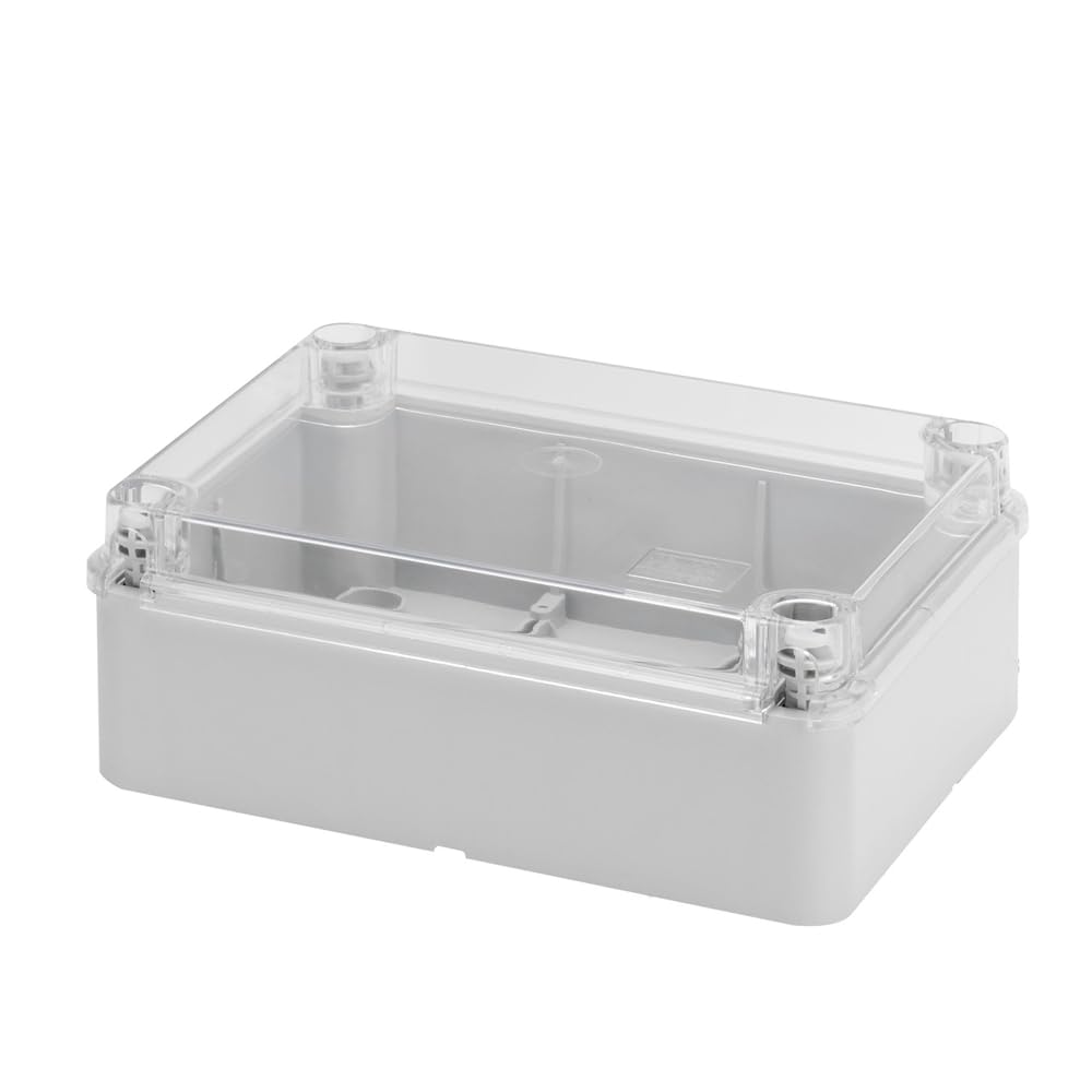 Gewiss GW44429 glatten Wand Box für JUNCTION und elektrischen und elektronischen Geräten, Uni geschraubt, transparentem Deckel 300 mm L x 220 mm H x 120 mm D, 48 mm max Loch Durchmesser, grau