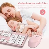 LeadsaiL K786 Tastatur Maus Set Kabellose, Tastatur und Maus, QWERTZ Deutsches Layout Funktastatur mit Maus, Flüsterleiser Tastenanschlag, 2.4 GHz mit 2-in-1 USB Nano Empfänger für PC/Laptop – Ansicht 2