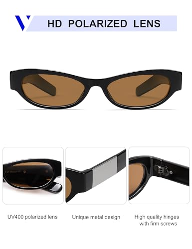 Image of VANLINKER Retro Cat Eye Polarized Sunglasses for Women Men Small 90s Style Trendy Vintage Narrow Wing Frame VL9799