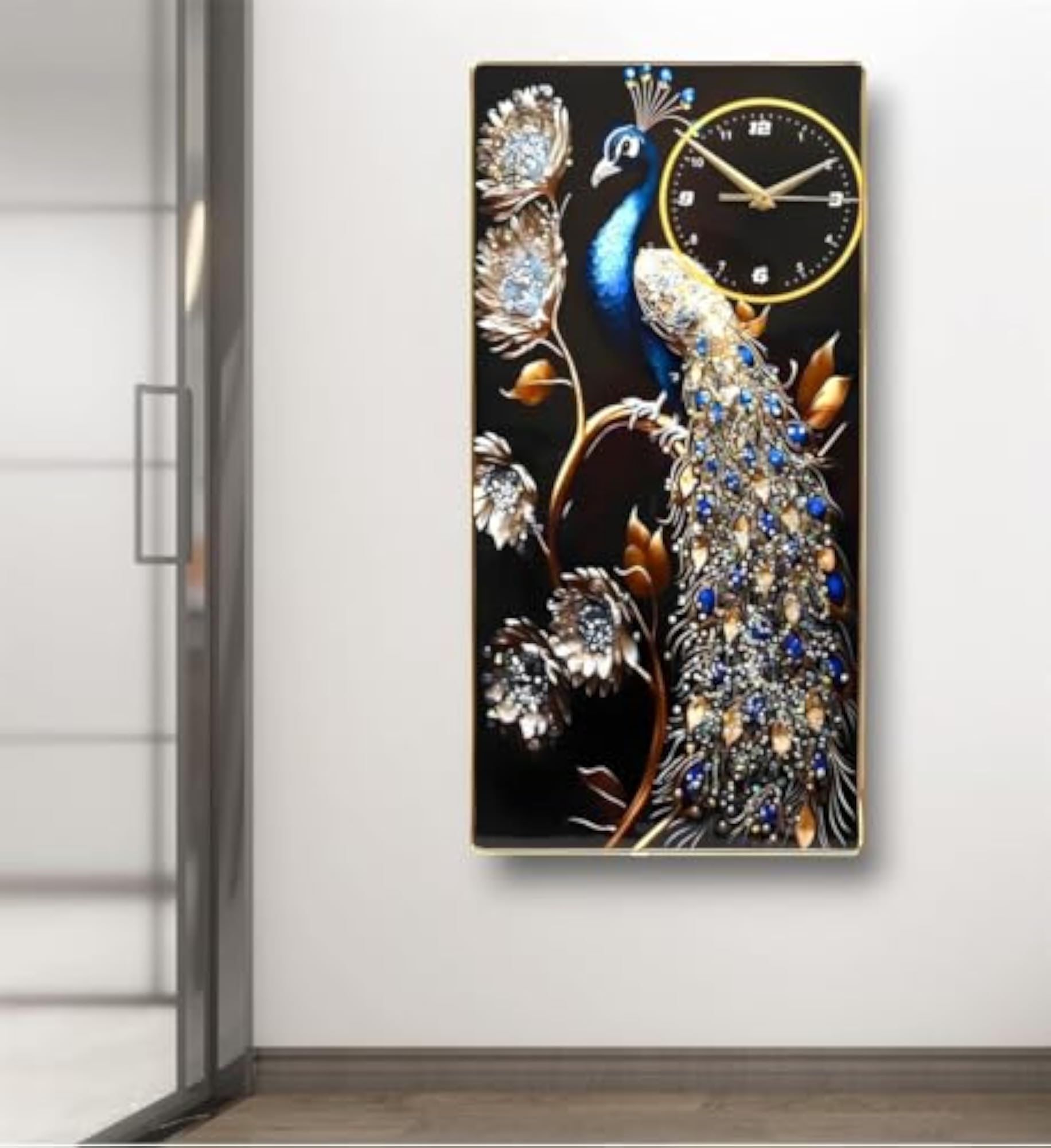 Silent Crystal Wall Clock with Decorative Art Painting