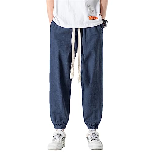 Pantalon de jogging en lin homme sarouel rétro contre inconfort textile
