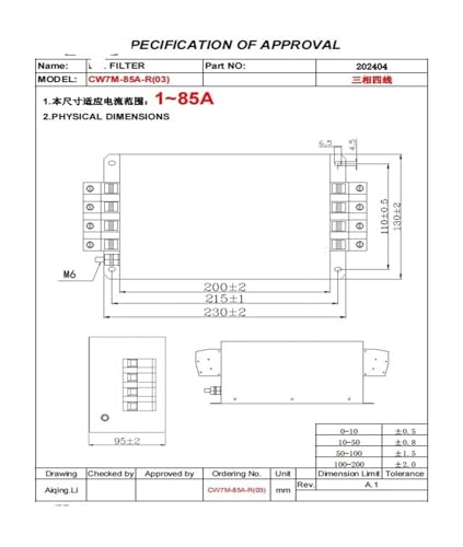 Filtro de potencia trifásico contra fallos en inversor servo CW7M-80A-R 03 2