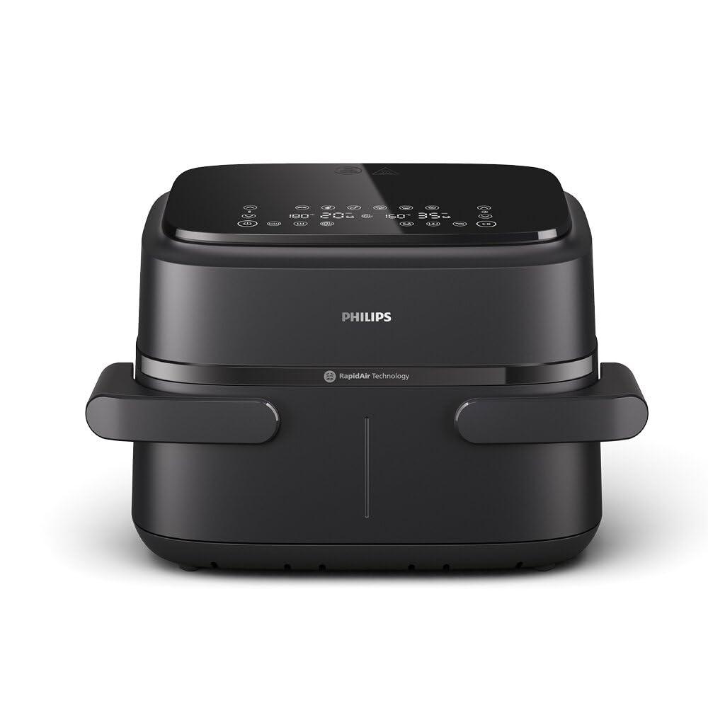 Philips Airfryer 1000 Serie Heißluftfritteuse, Schwarz, 7,1 L | Flexibler Korb, RapidAir Technologie, Touchscreen, 10 Kochfunktionen, HomeID App (NA154/00)