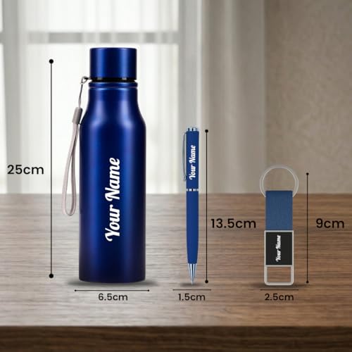 Image of Giftana Personalized Name Water Bottle 750ml, Birthday Gifts (Blue 1)