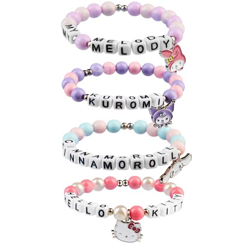 Hello Kitty Sanrio Set Pulseras Niña 4 Piezas Cinnamoroll Kuromi Kawaii Charm de...