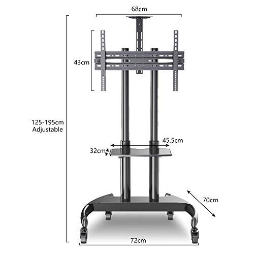 Soporte TV móvil ajustable con estantes y base resistente miniatura 7